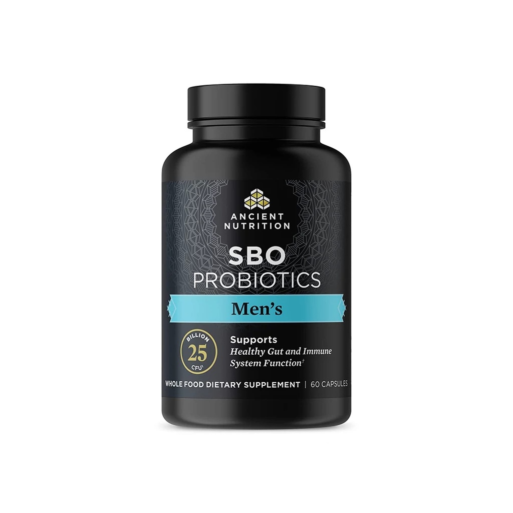 Probióticos de nutrición antiguos para hombres, Probióticos SBO 60 Ct para hombres, para Gut Health, Digestive e Immune Support, Boosts Muscle Mass and Fat Metabolism, 25 Billion CFUs* Per Serving