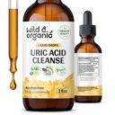Wild &amp; Organic Uric Acid Cleanse Drops - Tart Cherry, Turmeric, Chanca Piedra Stone Breaker Complex for Kidney Cleanse - Uric Acid Support Supplement - Vegan, Sugar &amp; Alcohol-Free Tincture - 2 oz