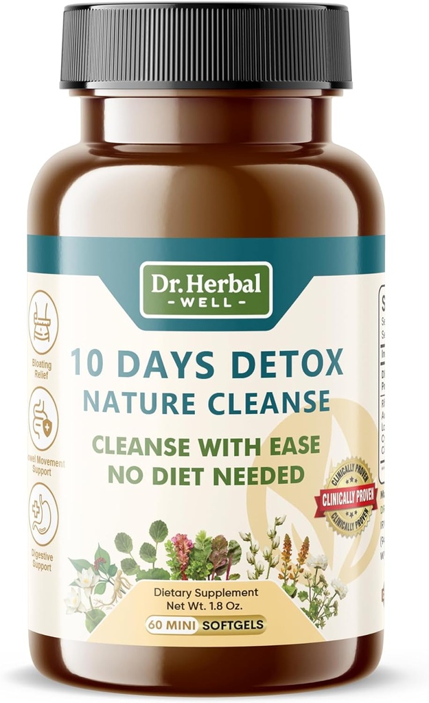 10 días Detox Limpieza natural con la grasa sin dieta necesaria (60 Mini Softgels)