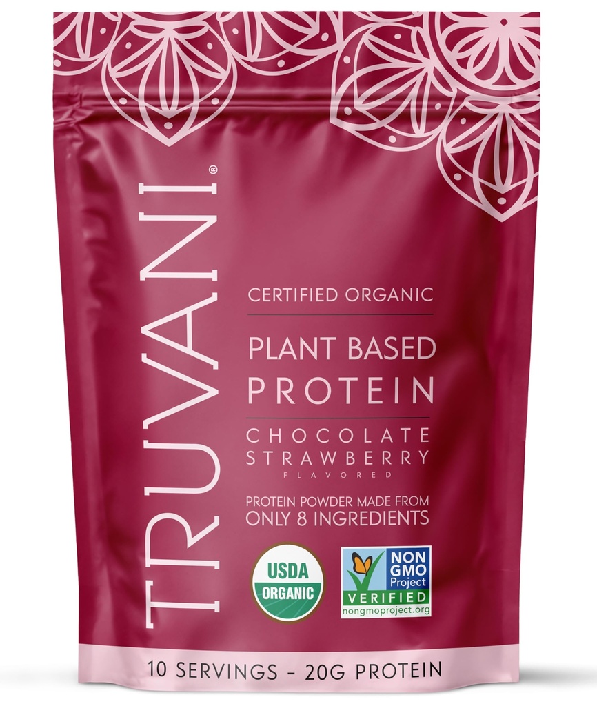 Truvani Vegan Pea Protein Powder ← Chocolate Fresa Silencio 20g Orgánica Planta Basada Proteína Silencio 10 Serviciones Silencio Keto Silencio Gluten " Dairy Free ← Carb Bajo Silencio No Añadido Sugar