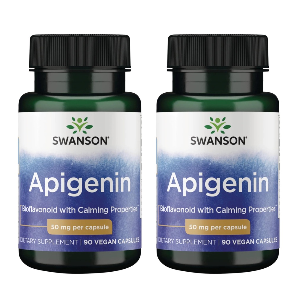 Swanson Apigenin-Bioflavonoid Suplemento Natural Prostat Support-Metabolism &amp; Nerve Health Support-Can Support Sleep & Relaxation 90 Caps, 50mg Cada 2 Pack