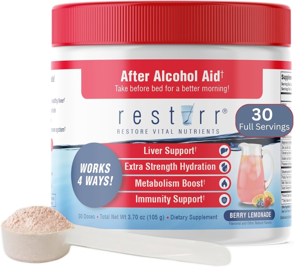 reiniciar después de la recuperación de alcohol: apoya la salud del hígado, aumenta el metabolismo y apoya el sistema inmunológico con DHM, Milk Thistle, B-Complex, Hydration. 30 dosis