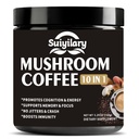 Café de seta, 10 Mushroom Extract Powder Blend Lion's Mane, Reishi, Chaga, Cordyceps, Turquía Tail, Brain Supplements with Instant Coffee for Energy, Focus, Memory and Immunity 150g