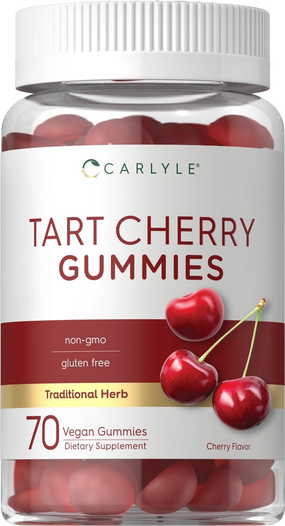 Carlyle Tart Cherry Gummies ← 2000mg Silencio 70 Cuenta ← Cherry Flavor Silencio Vegan, Non-GMO, y Gluten Free Formula