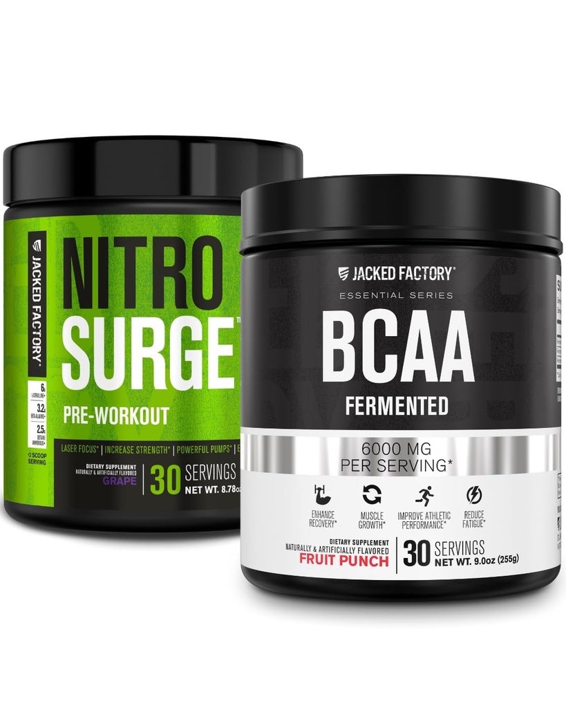 Gato Fábrica Nitrosurge Pre-Workout en Grape &amp; BCAA en Fruit Punch para el edificio del músculo y la recuperación