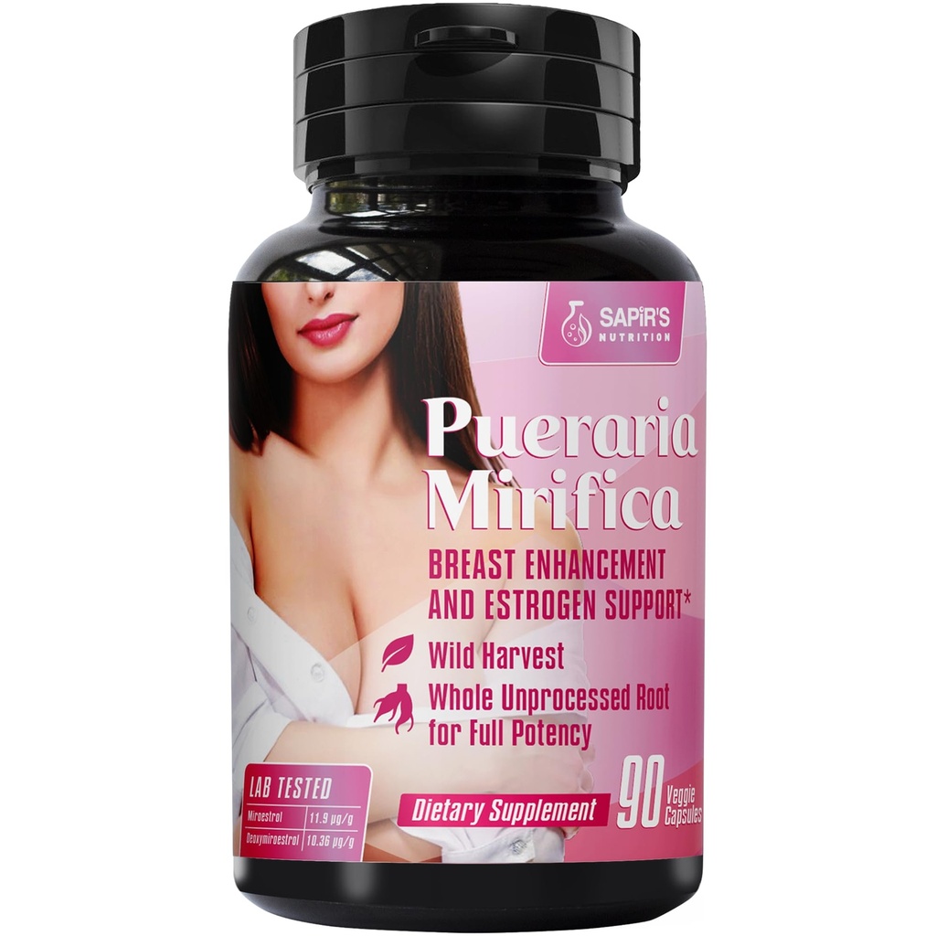 Pueraria Mirifica Capsules 2000mg Daily - Píldoras de mejora de la mama y suplemento de estrógeno para mujeres y hombres, Píldoras de ampliación de la mama para mujeres y transgénero - Crecimiento del pecho Enhancer