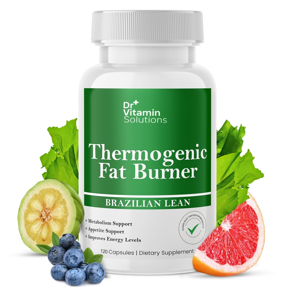 VITAMIN SOLUTIONS Thermogenic Fat Burner Brazil Lean, Weight Loss Vitamins, Waist Trimmer &amp; Supplements for Bloating (1 Bottle, 120 Capsules)