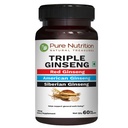 Ginseng triple de nutrición pura - una combinación única y efectiva de Ginseng rojo, Ginseng americano y Ginseng siberiano. 790mg por Capsule Silencio 60 Veg Caps Pack