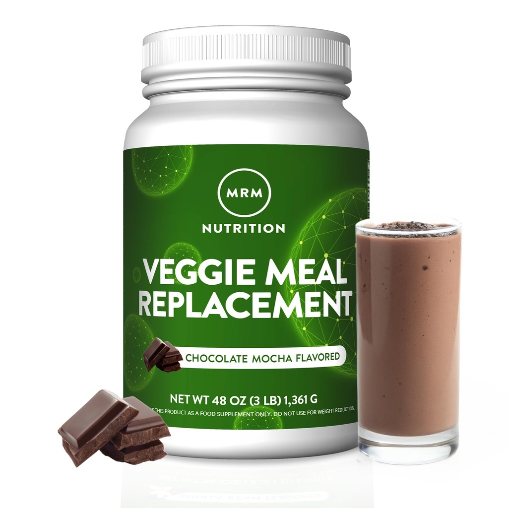 MRM Nutrition Veggie Meal Replacement Protein - Chocolate Mocha Flavored, 22g Vegan Protein for Women & Men, Macronutrient Formula with Enzymes & Amino Acids - 28 servings
