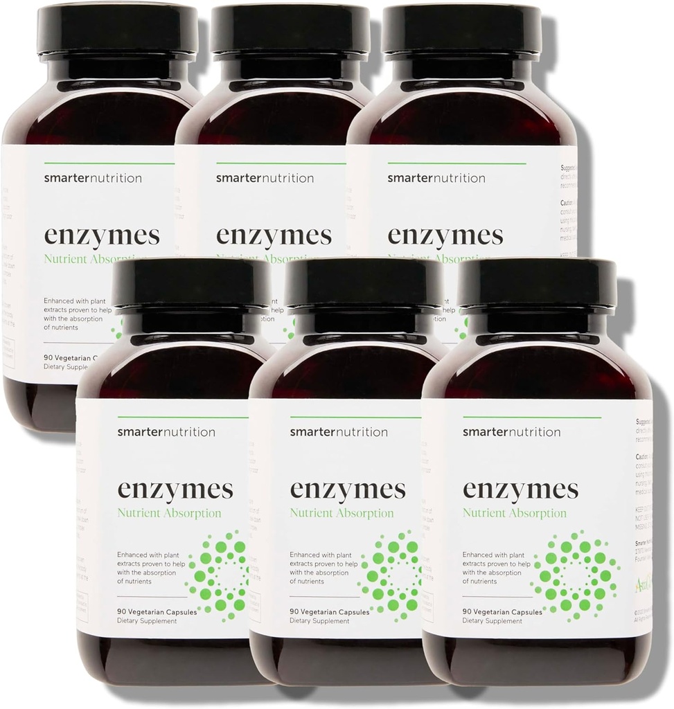 Más inteligente Nutrición Vegan Digestive Enzymes - Digestion Bloating & Gut Health Support with 16 Multi Enzymes for Nutrient Absorption & Meal Time Comfort for Both Men & Women - 540 Count[180-Day Supply]