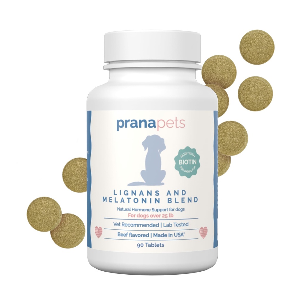 PranaPets Lignans " Melatonin with Biotin Blend Naturally Aids in Relieving Symptoms of Cushing’s in Dogs Más de 25 lb ← Promoción Healthy Balance " Global Well-Being