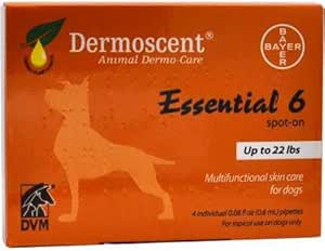 Bayer Dermoscent 6 Spot On Skin Care for Small Dogs hasta 22 lb Fish Oil Suplementos nutricionales
