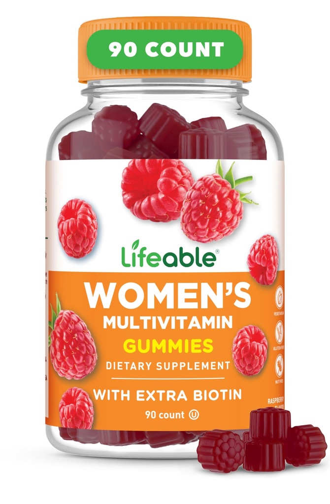 Lifeable Womens Multivitamin Gummy Silencio con Vitamina A, C, D, E, Niacin, B6, Folate, B12, Biotin, Pantothenic Acid, Iodine, Zinc  Great Tasting Multivitamin for Women Gummies ← 90 Gummies