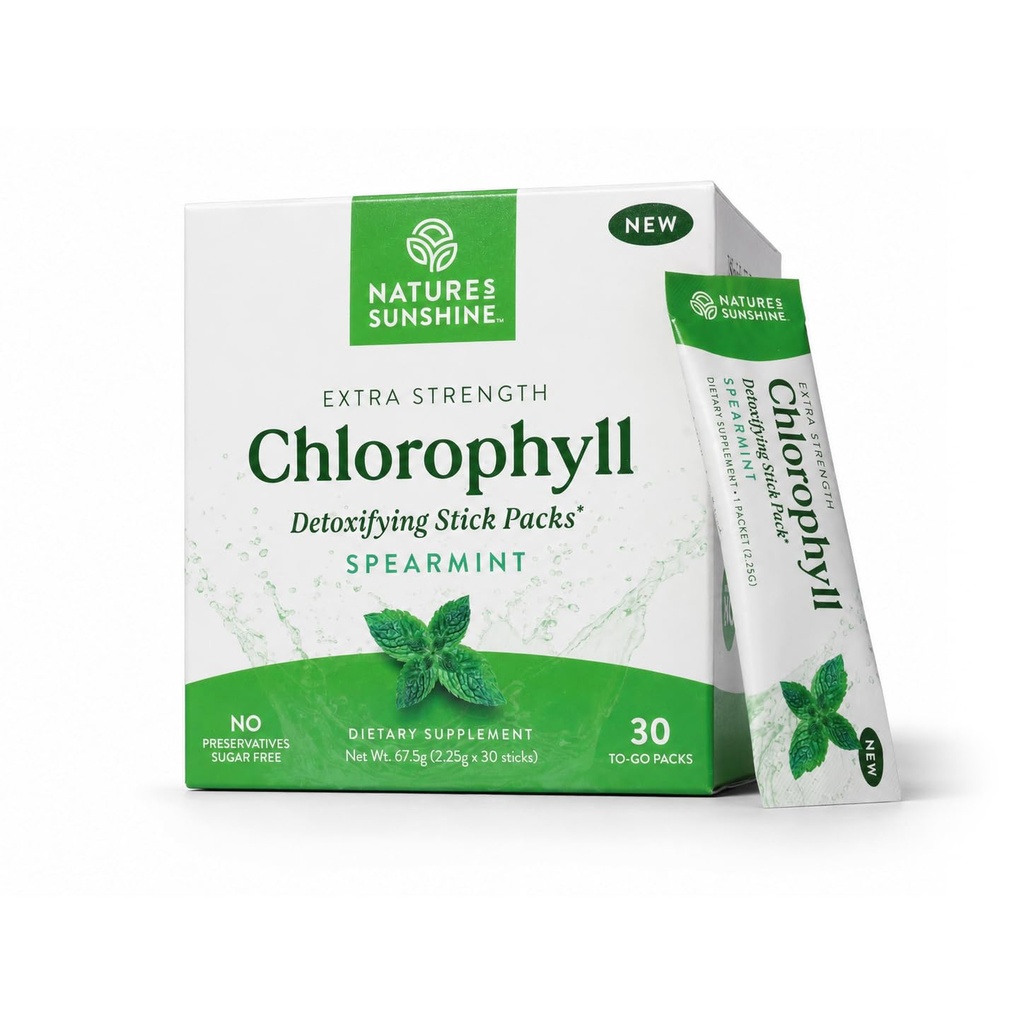 Sunshine Sunshine Chlorophyll Stick Packs: Supercharge Your Detox and Boost Gut Health in Convenient, Delicious Stick Packs (Spearmint)