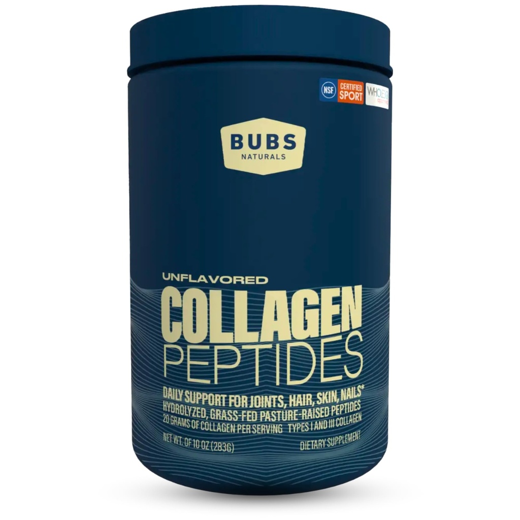 BUBS Naturals Unflavored Collagen Peptides Powder, Best Proteins for Joints ' Skin, Pasture Raised Grass Fed, Paleo y Keto Friendly, Whole30 Aprobado, Non-GMO Dairy & Gluten Free, 10oz, 14 Servings