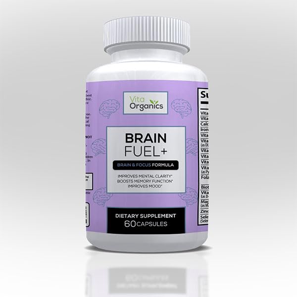Brain Fuel+ DMAE Blend Memory Supplement for Focus, Mood, Mental Energy for Busy Men &amp; Women - 60 Capsules, Made in USA