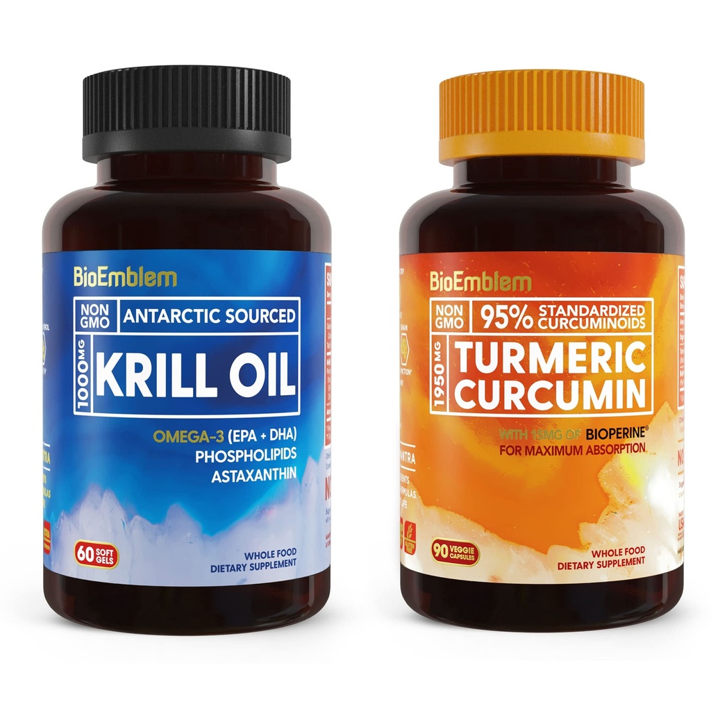 BioEmblem Antártico Krill Suplemento Turmérico Curcumin Suplemento con BioPerine
