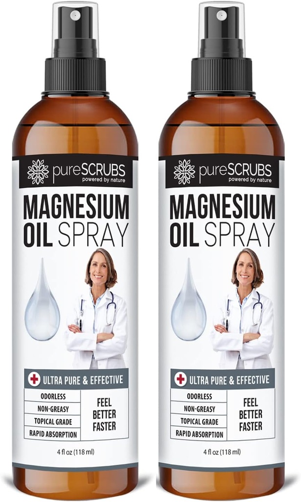 Puro aceite de magnesio tópico, absorción ultra rápida para una mejor salud, puro Zechstein Brine - (2 Bottle Value Pack)