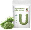 Polvo de cebada ORGANIC 1 Libra 100% Puro &amp; Ecológico, Superalimentos Verdes Ricos en vitaminas, minerales, fibras y antioxidantes