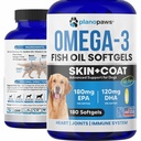 Omega 3 aceite de pescado para perros cápsulas - Aceite de salmón para perros - Suplemento de aceite de pescado de perro mayo ayuda a la cama, alergia, picazón - soporte piel seca, articulaciones - piel de perro y suplemento de la carne - 180 píldoras de aceite de pescado