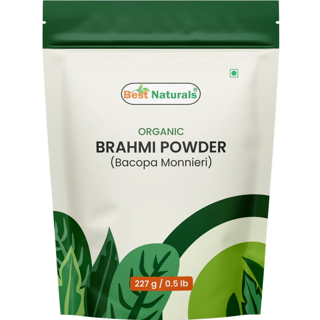 Best Naturals Certified USDA Organic Brahmi Powder, 227 Gram, Gluten Free, GMO Free, Vegan
