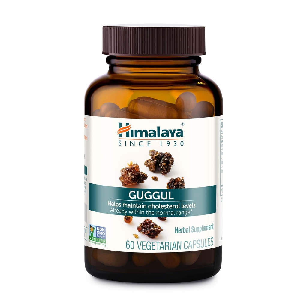 Himalaya Guggul - Herbal Liver Support for Liver Detox, Cholesterol, HDL &amp; LDL Support - Vegan, Non-GMO, Gluten Free, 720 mg, 60 cápsulas
