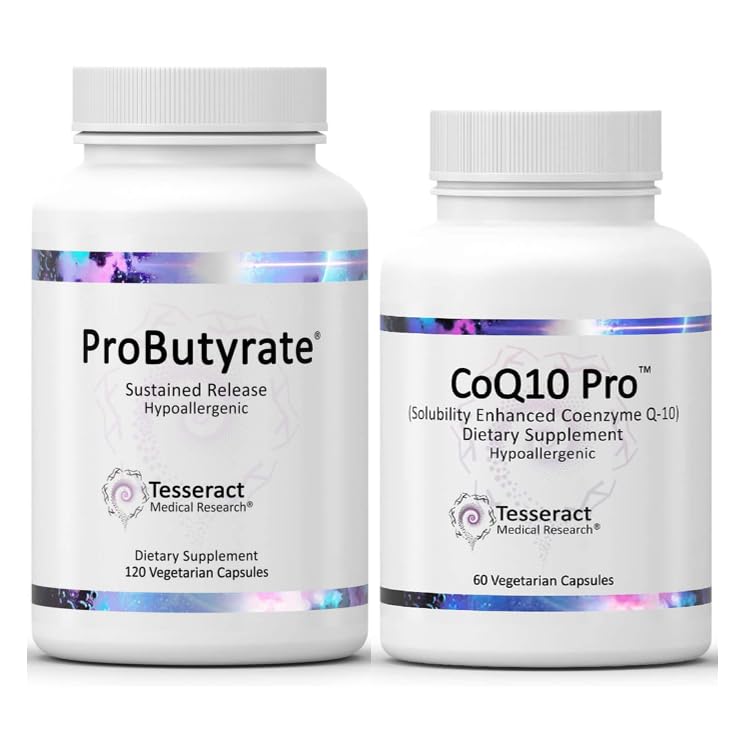 Tesseract Medical Research ProButyrate Gut Health Supplement, Butyric Acid Complex " CoQ10 Pro, Coenzyme Q10 for Health, Muscle Health and Cellular Energy Production