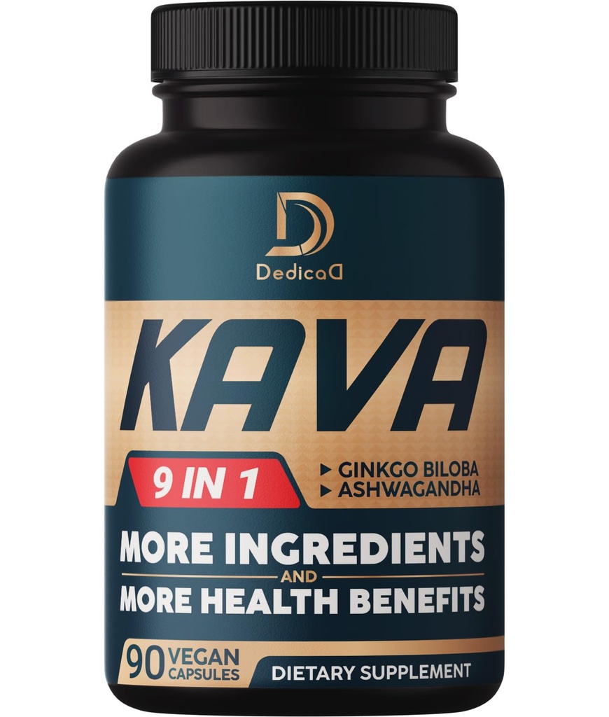 Kava Kava Capsules - 3 Month Supply - 9 Herbs with Ginkgo Biloba, Ashwagandha Root, Cocoa Andina, Graviola Leaf, Chamomile, Valerian, Lemon Balm &amp; Skullcap - Support Mood & Immune - 90 Pills