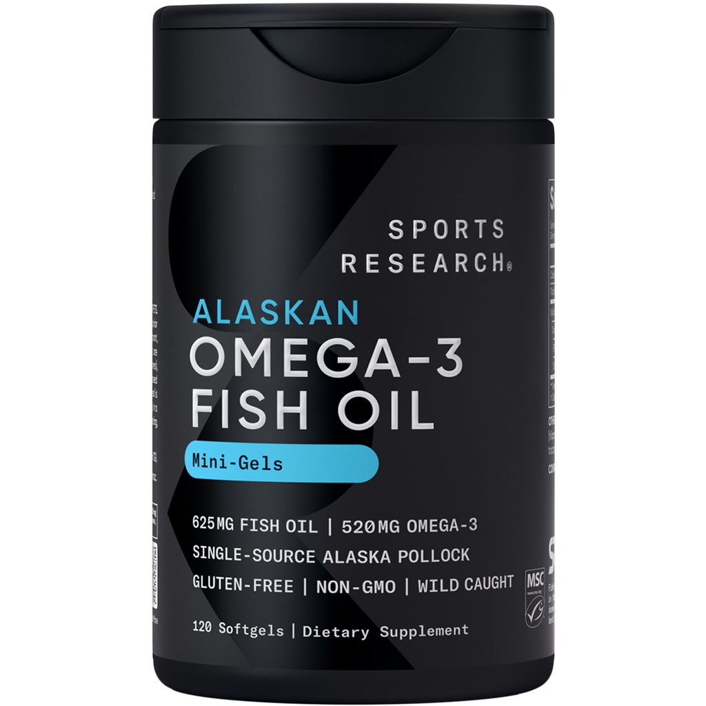 Omega-3 Fish Oil Minis from Wild Alaska Pollock, 120 Count Softgels | Easy to Swallow Mini-Softgel, Always Fresh Never Fishy, 690mg EPA 260mg DHA per Softgel, MSC Certified Sustainable, Non-GMO