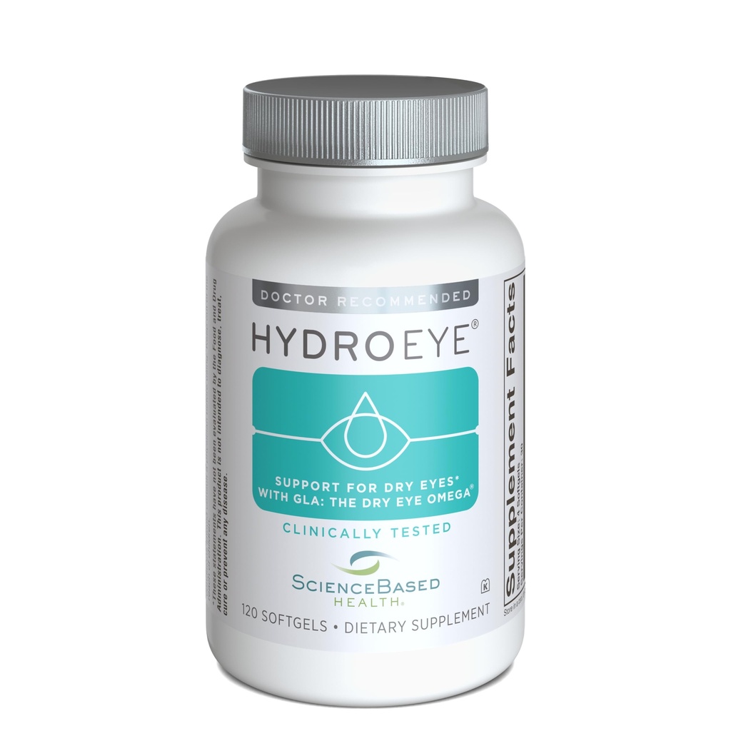 CienciaBased Health HydroEye Dry Eye Supplement – Clinically Tested Formula with GLA, EPA and DHA – Eye Comfort & Tear Film Support – 120 Softgels