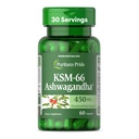 Pride de Puritan KSM-66 Ashwagandha® 450mg, Suplemento dietético altamente concentrado para el alivio del estrés, el aumento de la humedad y el soporte de memoria, 1 mes de suministro, 60 cápsulas