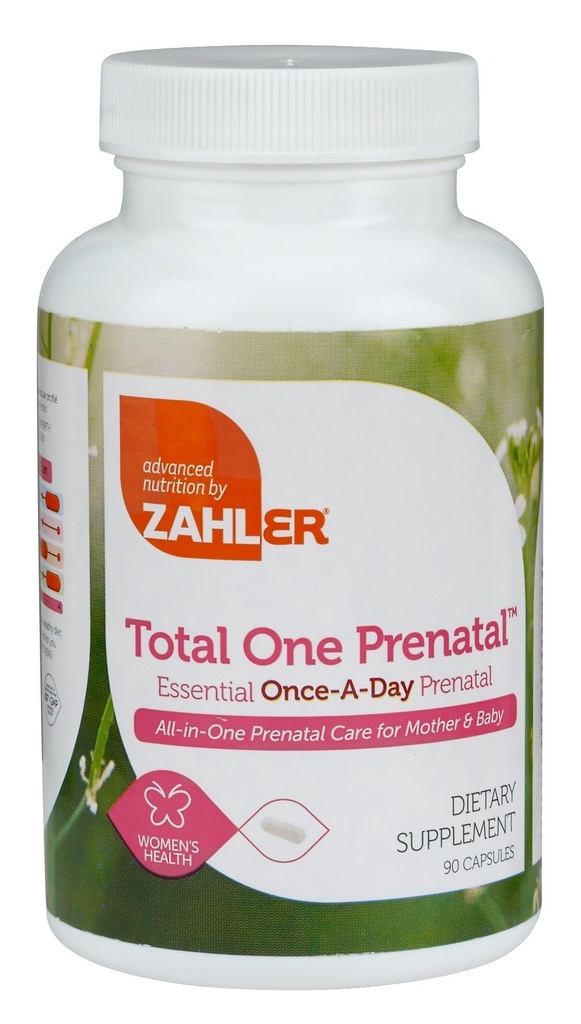 Zahler - Total One Prenatal Vitaminas para Mujeres (90 Conde) Daily Multi Vitamina Prenatals con ácido fólico, hierro, zinc &amp; 19 Otras vitaminas esenciales &amp; Minerales - Kosher Pre Natal Multivitamin Capsules