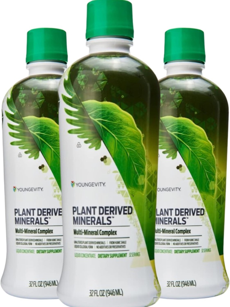 Youngevity Plant Derived Liquid Minerals - 77+ Natural Unaltered Trace Minerals - 19,000mg Plant Mineral Solids - Forma Colloidal Humic Shale - (32 oz Pack of 3)