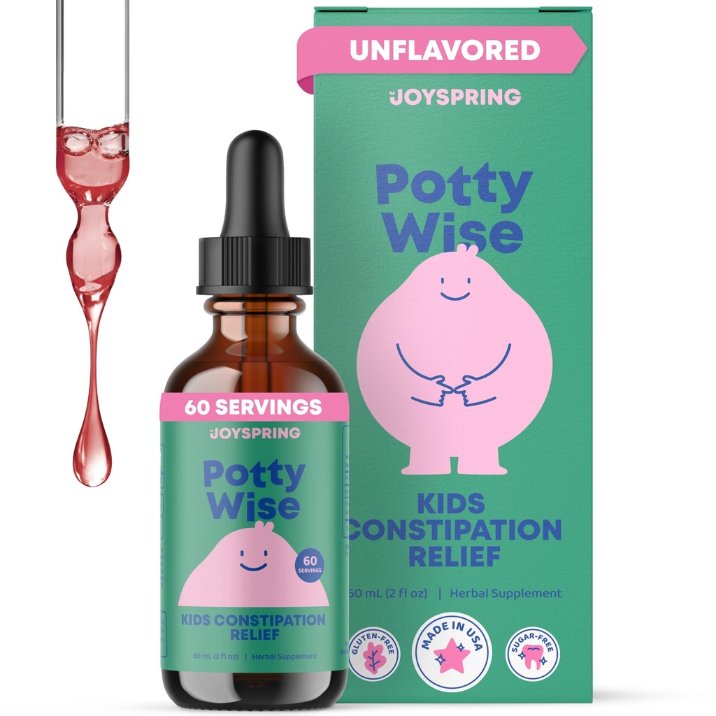 JoySpring Potty Wise – Gentle Digestive Support for Kids – Promueve la digestión saludable con Senna & Elderberry – Vegan, Gluten-Free, Sugar-Free (2 fl oz) 60 Servings