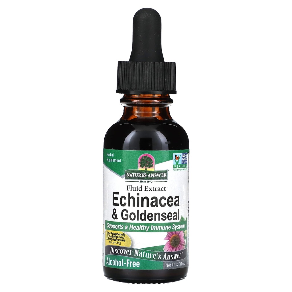 Respuesta de la naturaleza Enchinacea & Goldenseal ← Soporta un sistema sano de inmunes ¦ Super Concentrado Extracto Puro Silencioso libre de alcohol, libre de gluten, Vegan &amp; Kosher certificado 1oz