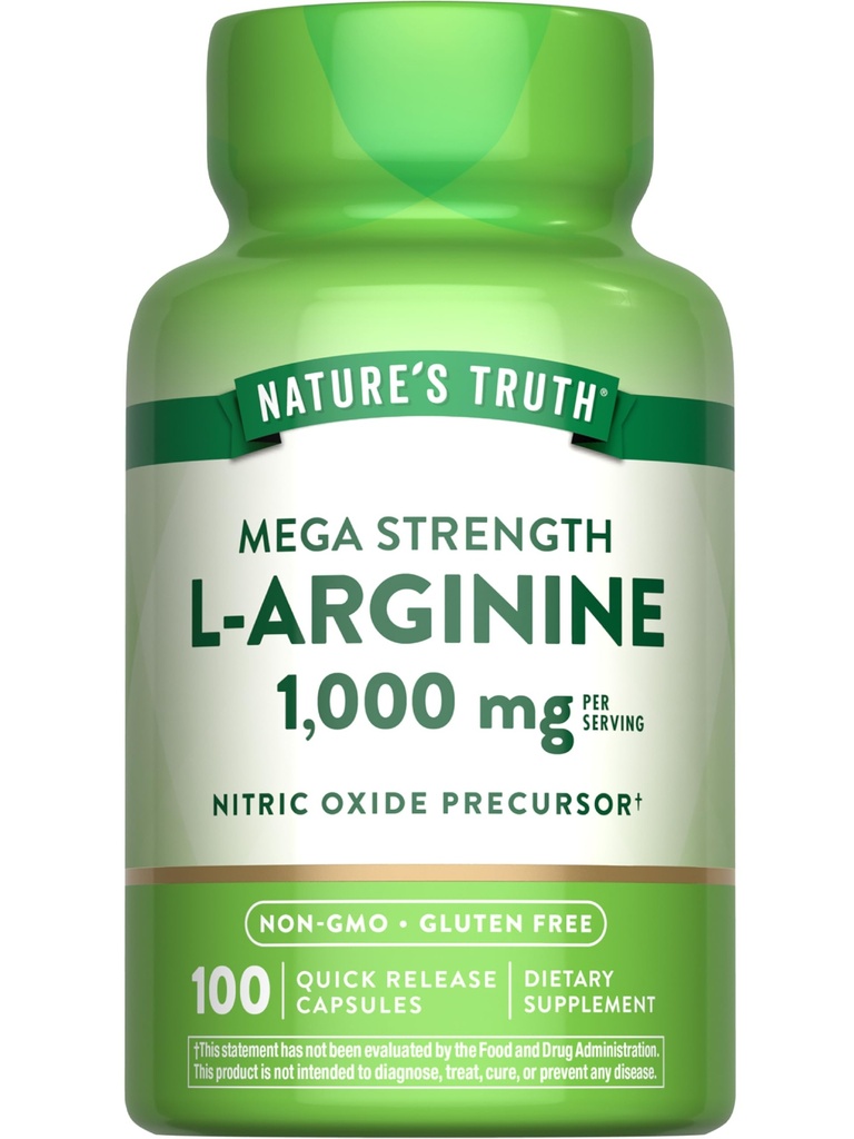 La verdad de la naturaleza L-Arginine 1000mg ← 100 Capsules  durable Mega Strength Silencio No Gluten Suplemento gratuito