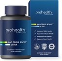 ProHealth NAD Triple Boost Ultra + 500mg Niagen NR. 3X NAD+ Optimizer Plus Apigenin, PQQ, Quercetin. Promueve la longevidad, el corazón y la salud cerebral, activa las situinas para la reparación celular (30 servicios)