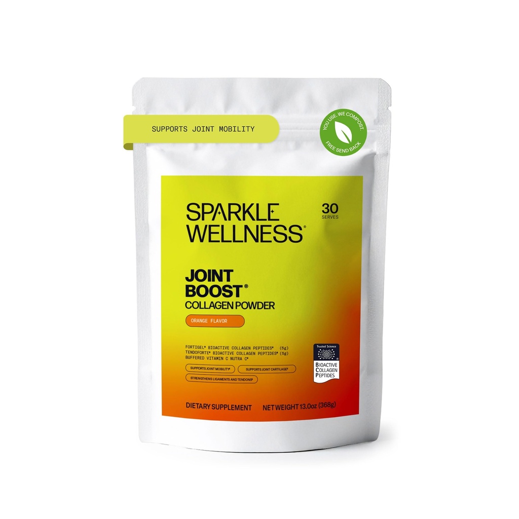 Sparkle Wellness FORTIGEL " TENDOFORTE Collagen Peptides ¦ Collagen Powder with Calcium Ascorbate Vitamin C to Support Joint Mobility, Tendon " Ligament Health ¦ Joint Boost (Orange) [30-Serves]
