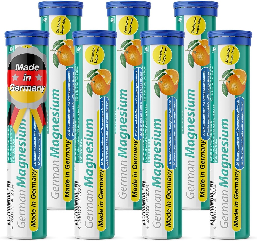 Suplemento de óxido de magnesio alemán ← Tablas efervescentes ← Orange Flavor – 200 mg Magnesium per Serving ← Sugar Free, Vegan – TácD Pharma – Made in Germany