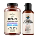 AMANDEAN Premium Brain Health Suplemento " Liposomal Glutathione Bundle. Triple Fórmula con Magnesium L-Threonate, USA-Grown Organic Lion’s Mane 6:1 Extracto, y Alpha-GPC. Apoyo Cognition, Focus &amp;