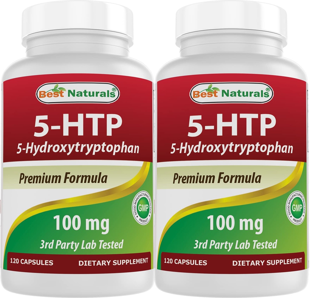 Mejores Naturales 2 Packs 5-HTP (5-hidroxitryptofan) 100 mg 120 cápsulas