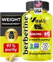 Suplemento de bereberina 500mg - Estados Unidos Made Berberine 500mg - Non-GMO Berberine HCL - Suplementos de bereberina para la gestión de peso, energía, soporte de inmuno - 60 cápsulas