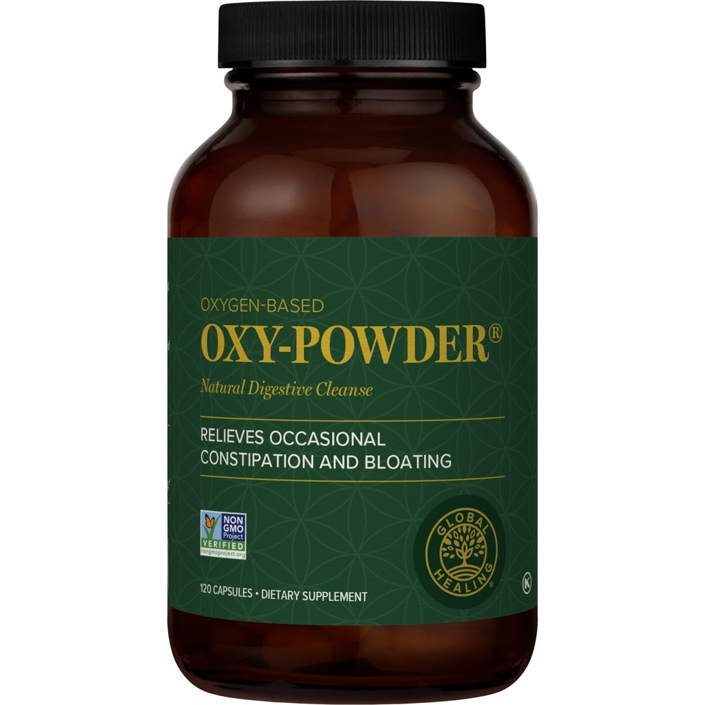 Global Healing Center Oxy-Powder Oxygen Based Safe and Natural Colon Cleanser and Relief from Occasional Constipation (120 Capsules) (Packaging may vary)