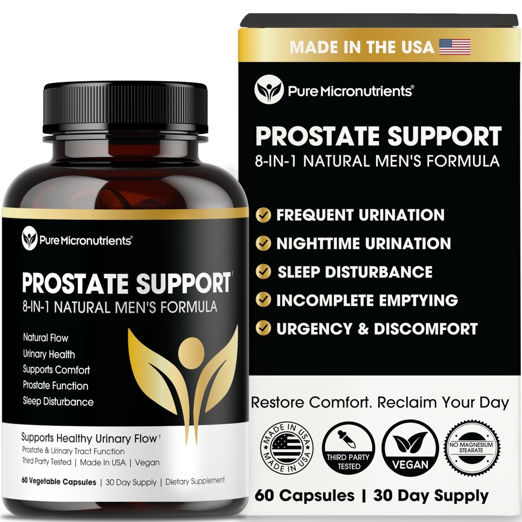 Micronutrientes puros Advanced Prostate Health Supplement - Saw Palmetto, Beta-Sitosterol, Stinging Nettle Root, " Lycopene - Control de vejiga " Suplementos de apoyo urinario para hombres