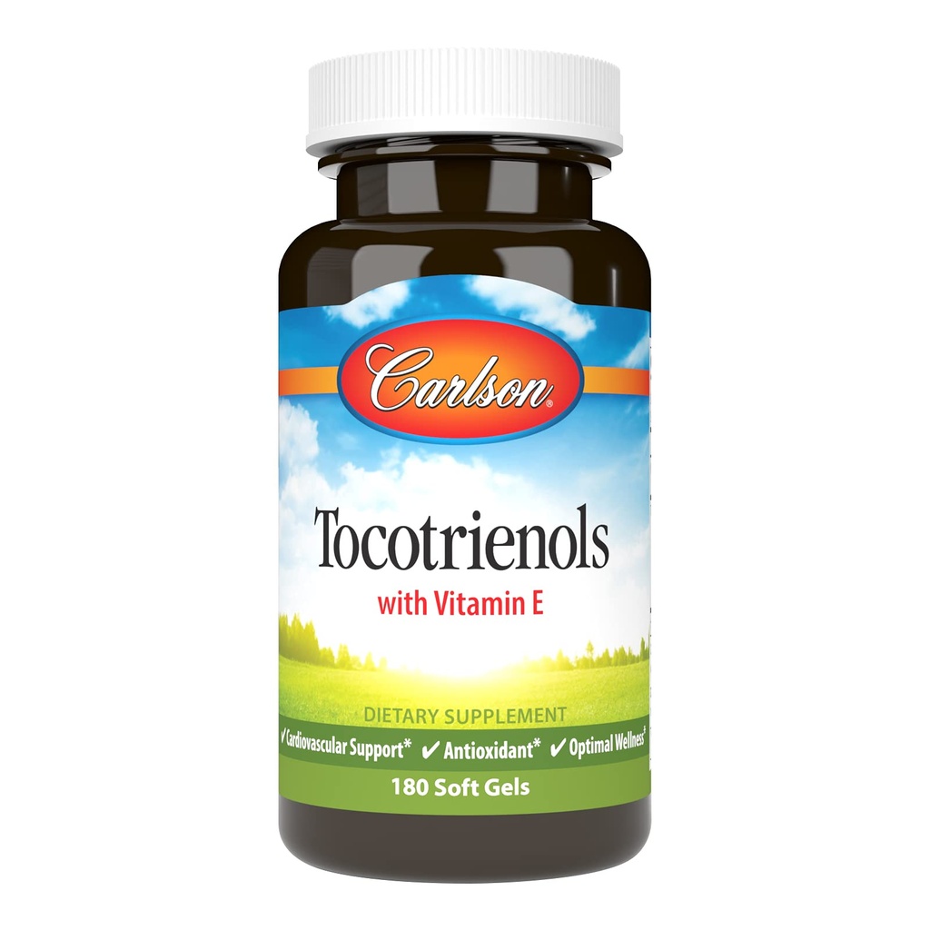 Carlson - Tocotrienols, 40 mg, con vitamina E, Gamma, Alpha, Delta, Beta, Fuente sostenible, 180 Softgels