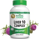 Complejo Botanic Choice Liver 10 - Premium Liver Health Support and Wellness Supplement - Natural Herbal Blend with Milk Thistle Extract, Lecithin, and Curcumin C3-60 Pills