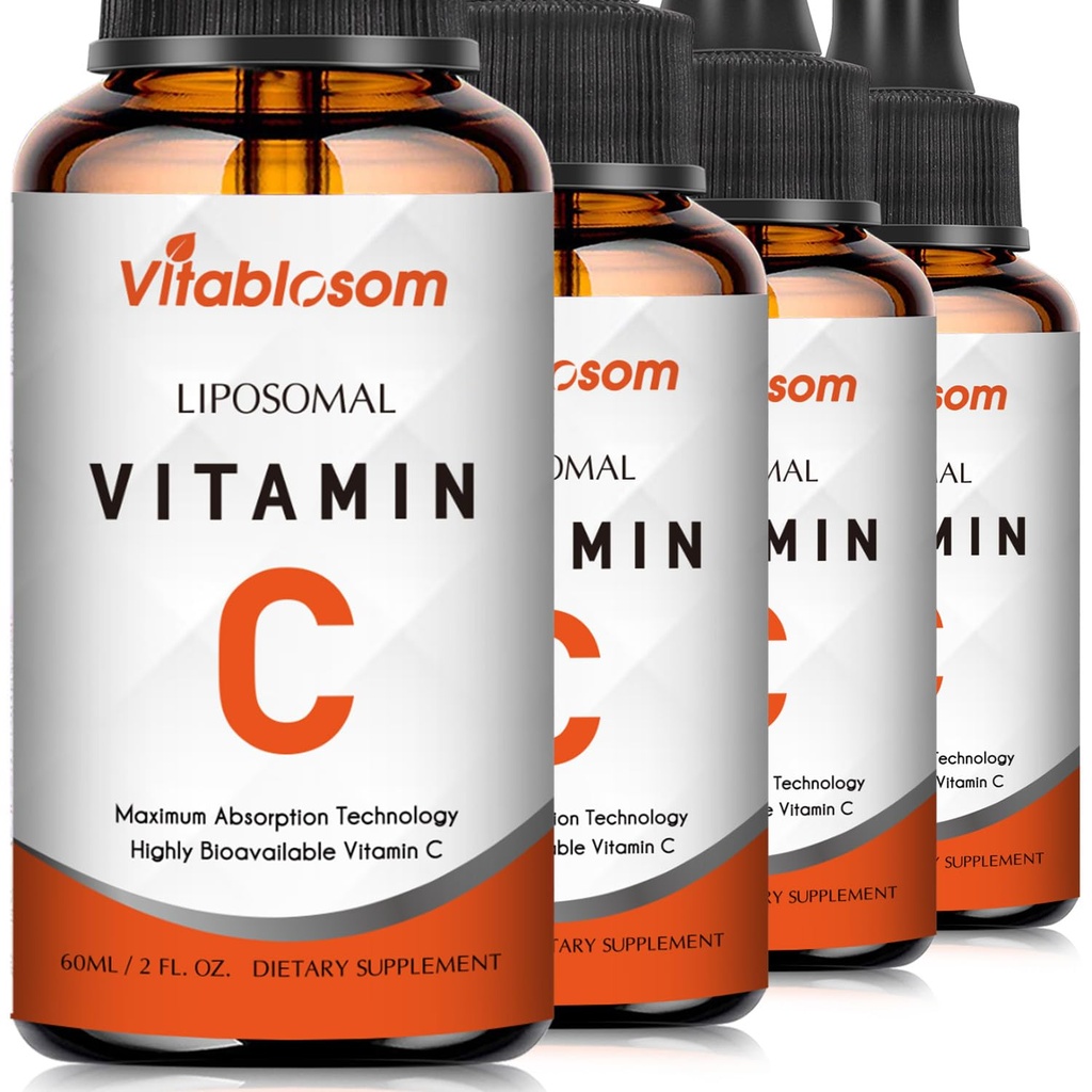 Vitamina Liposomal C 2000mg Líquido para adultos, alta absorción VIT C, Maximizar la vitamina C, para el sistema inmunológico " Antioxidante, 60ML (4 botellas)