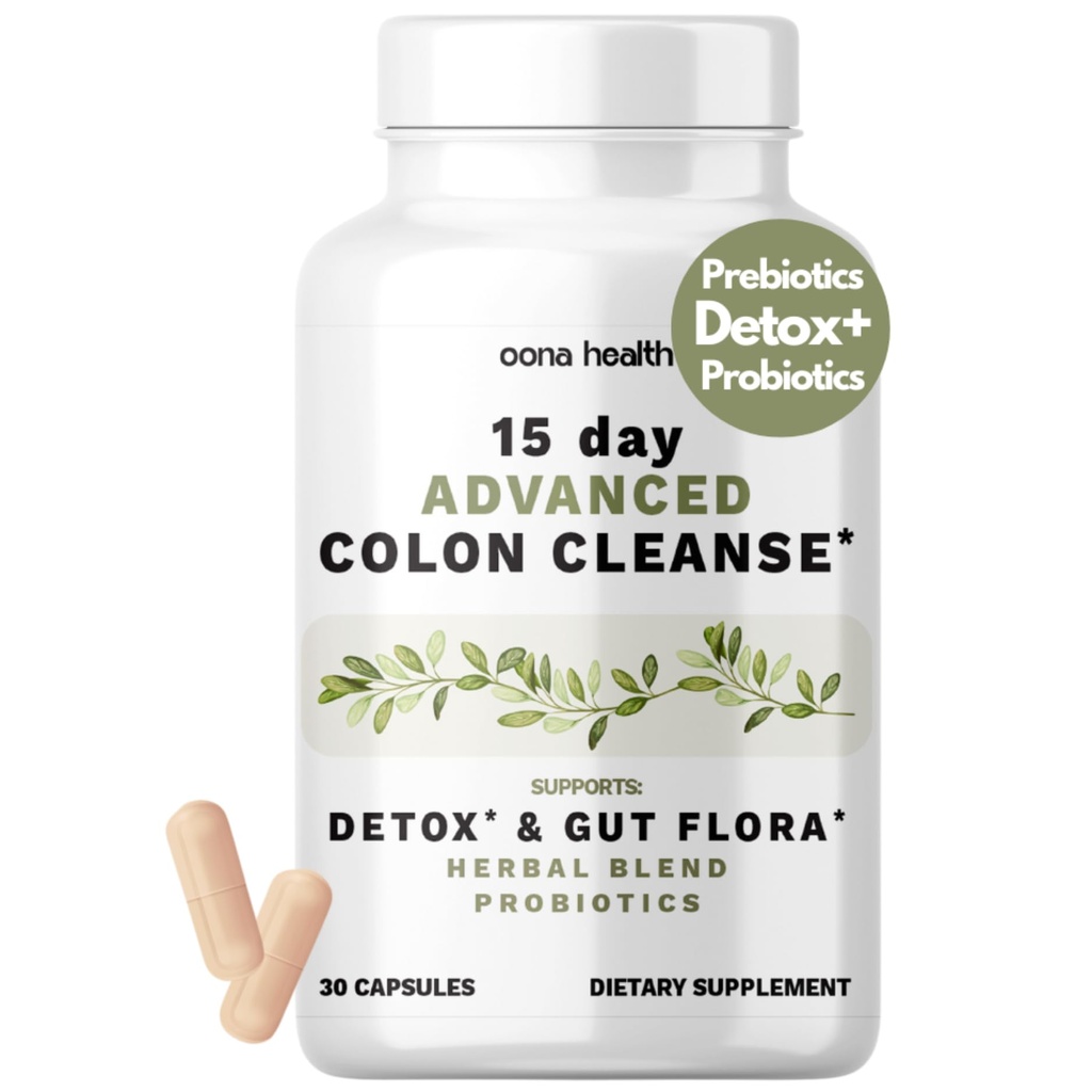 15 días Advanced Colon Cleanse, Probiotics & Natural Herbs, Supports Detox " Gut Flora for Women " Men, con Cascara Sagrada, Psyllium Husk " Senna Leaf, 30 Capsules 1-2 Daily ← 15 Day Cleanse