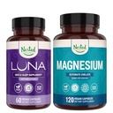 Naturales anidados Luna Sleep Aid &amp; Magnesium Glycinate Chelate for Sleep, Relaxation, & Recuperación (180 cápsulas)