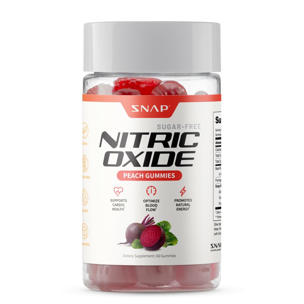 Tapa Suplementos Beet Root Gummies, Nitric Oxide Supplement with Organic Beets, Vitamins, Pomegranate and Antioxidants for Energy, Circulation Support, 60 Sugar Free Gummies, Peach